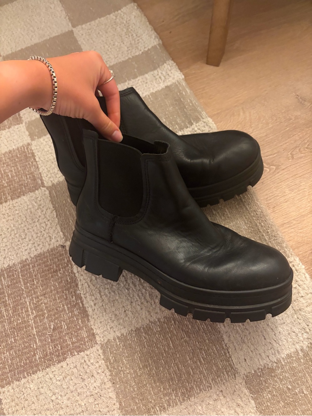 UGG Black Chelsea Lug Sole Platform Ankle Boots